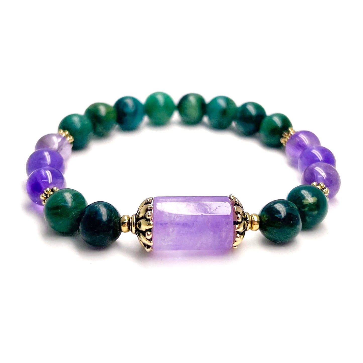 Good Luck and Protection | Amethyst and Jade Lotus Bracelet