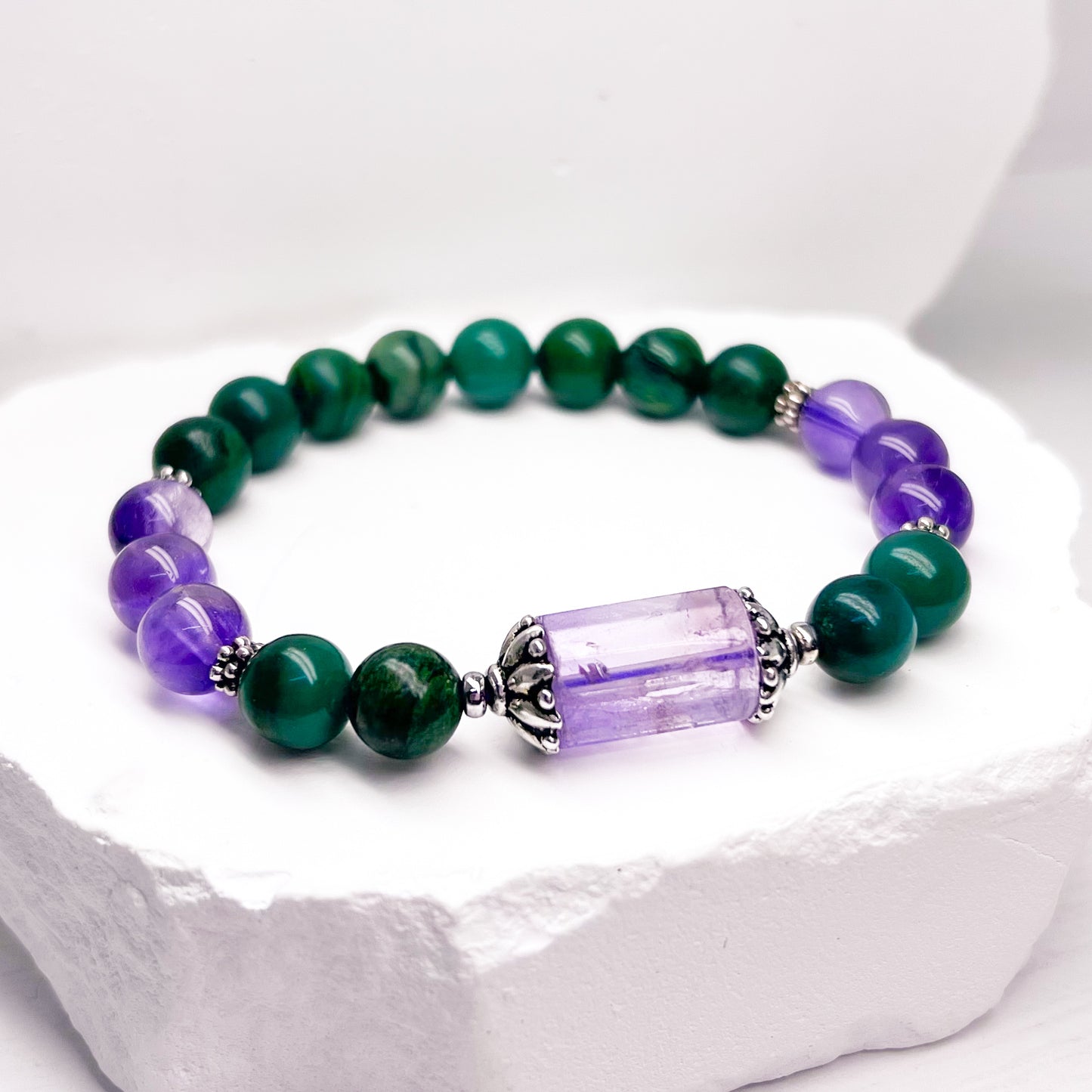 Good Luck and Protection | Amethyst and Jade Lotus Bracelet