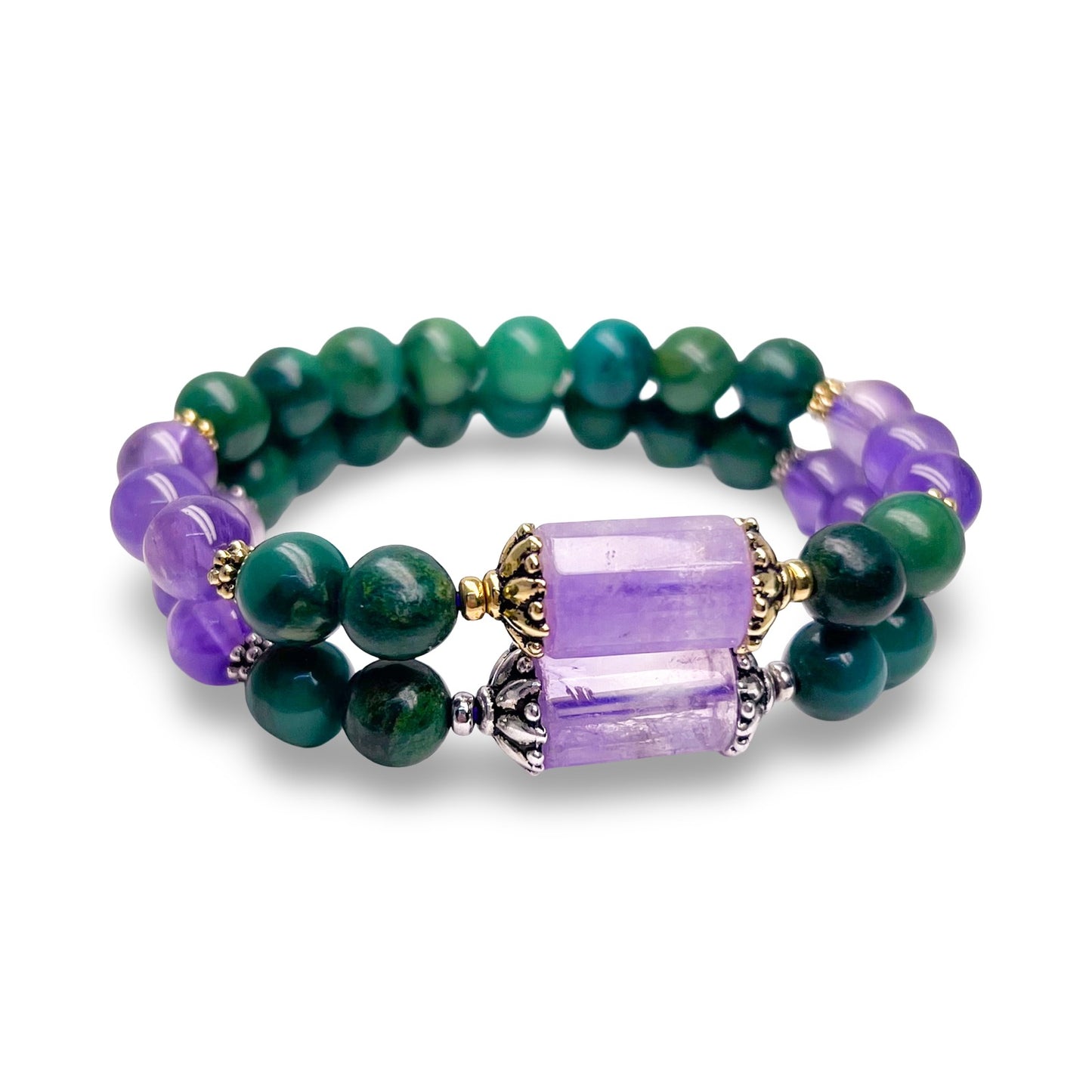 Good Luck and Protection | Amethyst and Jade Lotus Bracelet