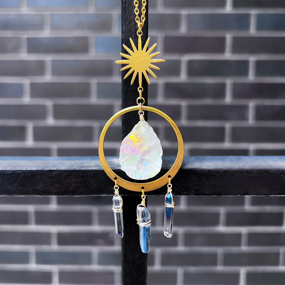 Angel aura crystal hoop charm