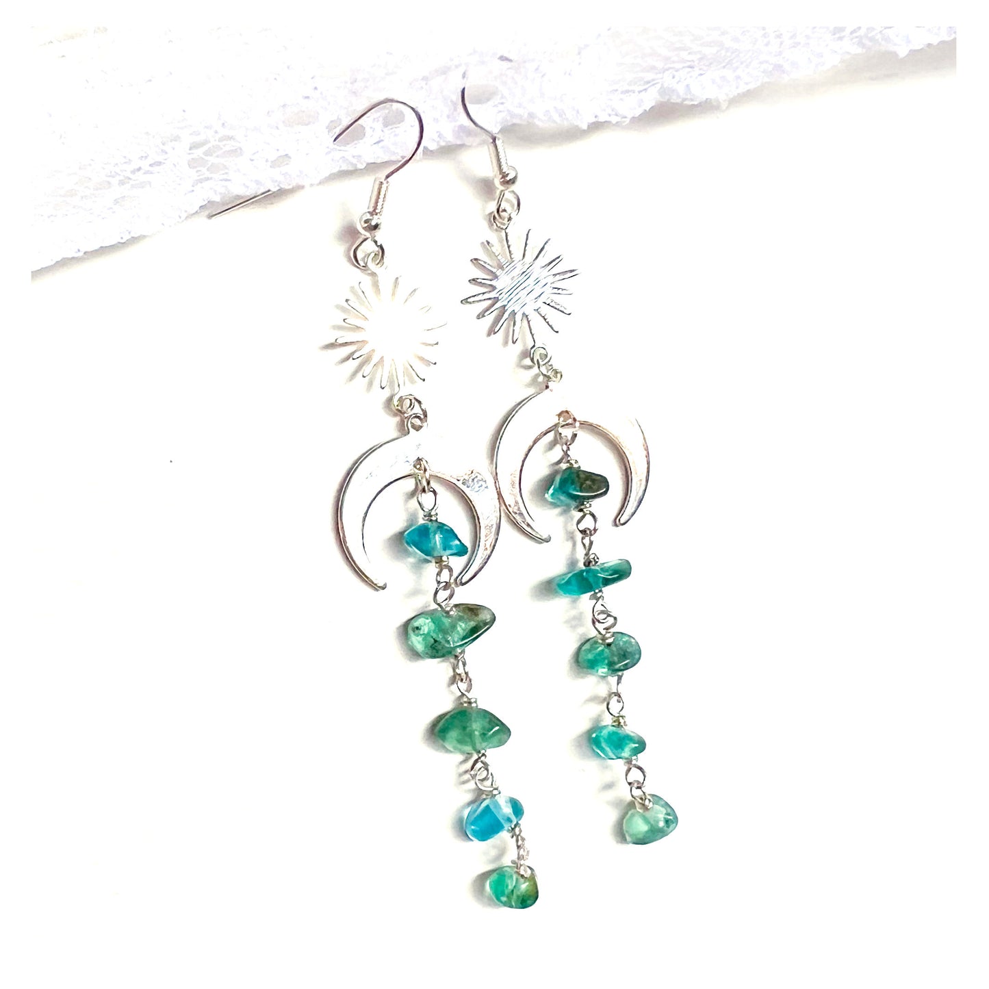 Apatite silver earrings for achievement
