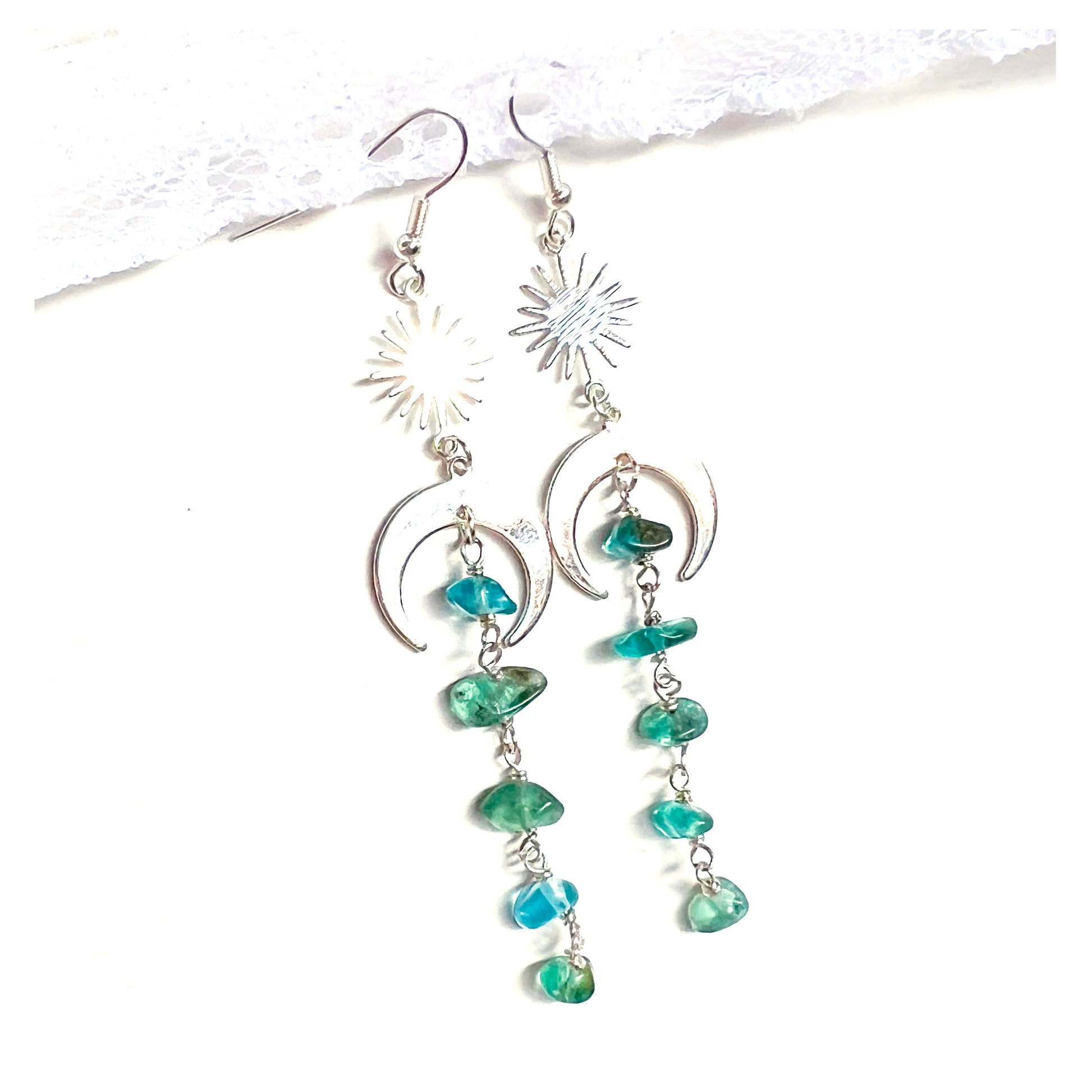 Apatite silver earrings for achievement