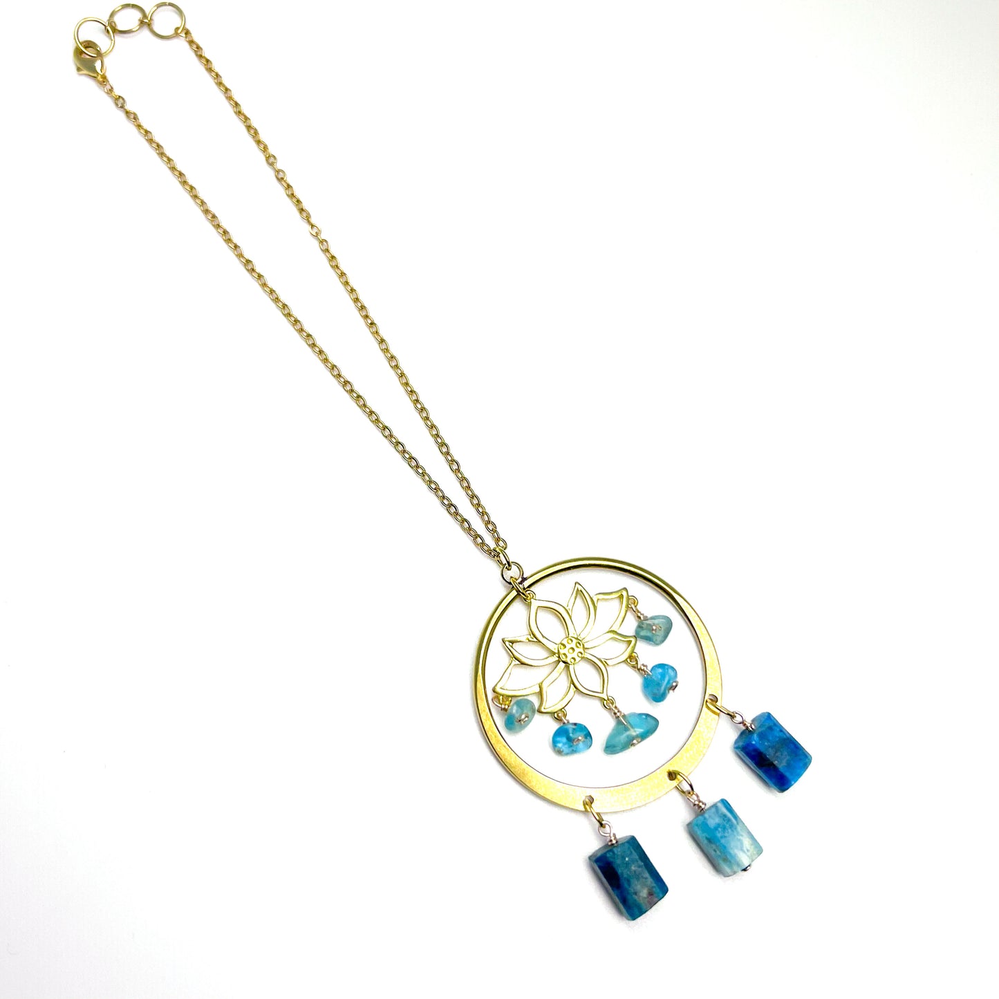Gold lotus apatite sun catcher
