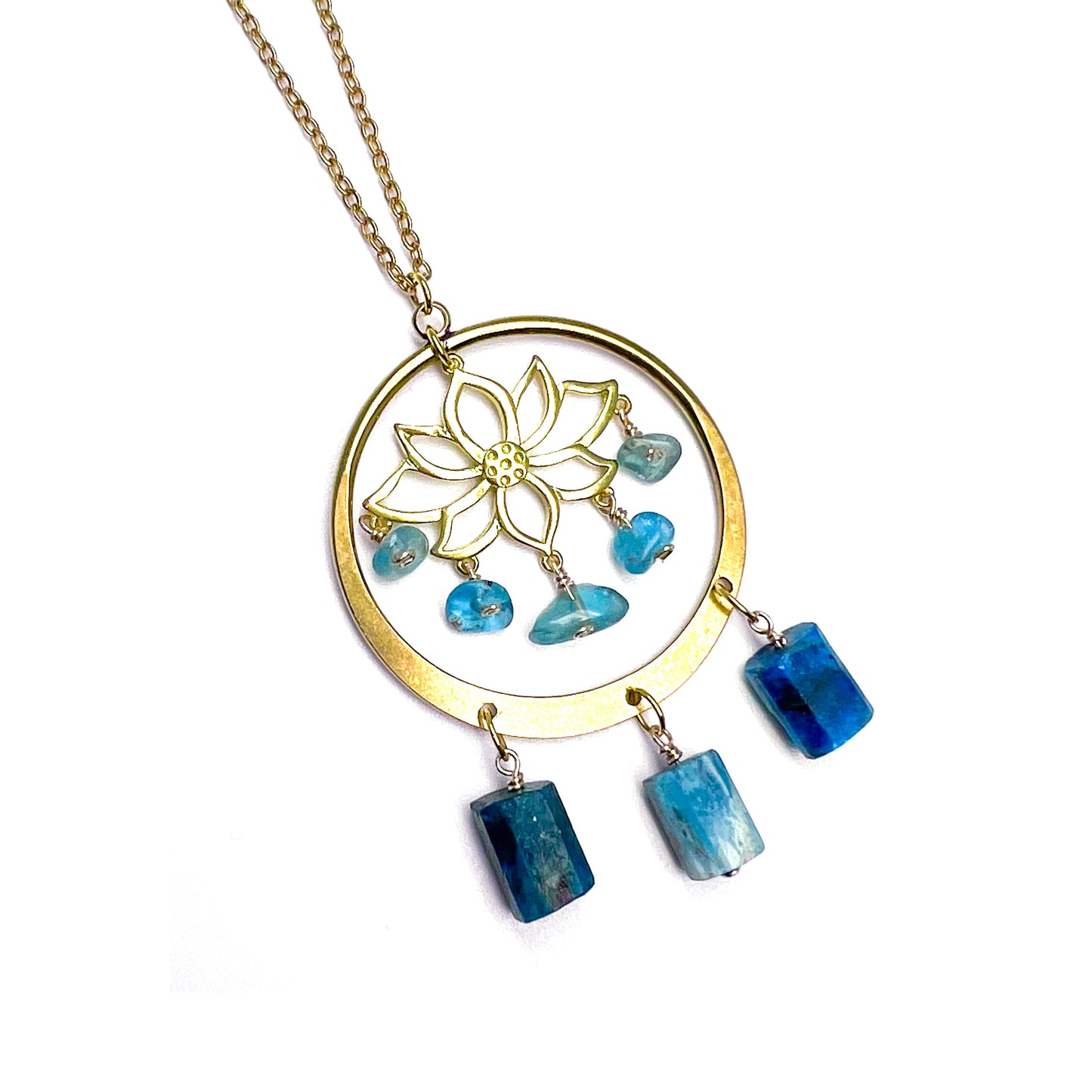 Gold lotus apatite sun catcher