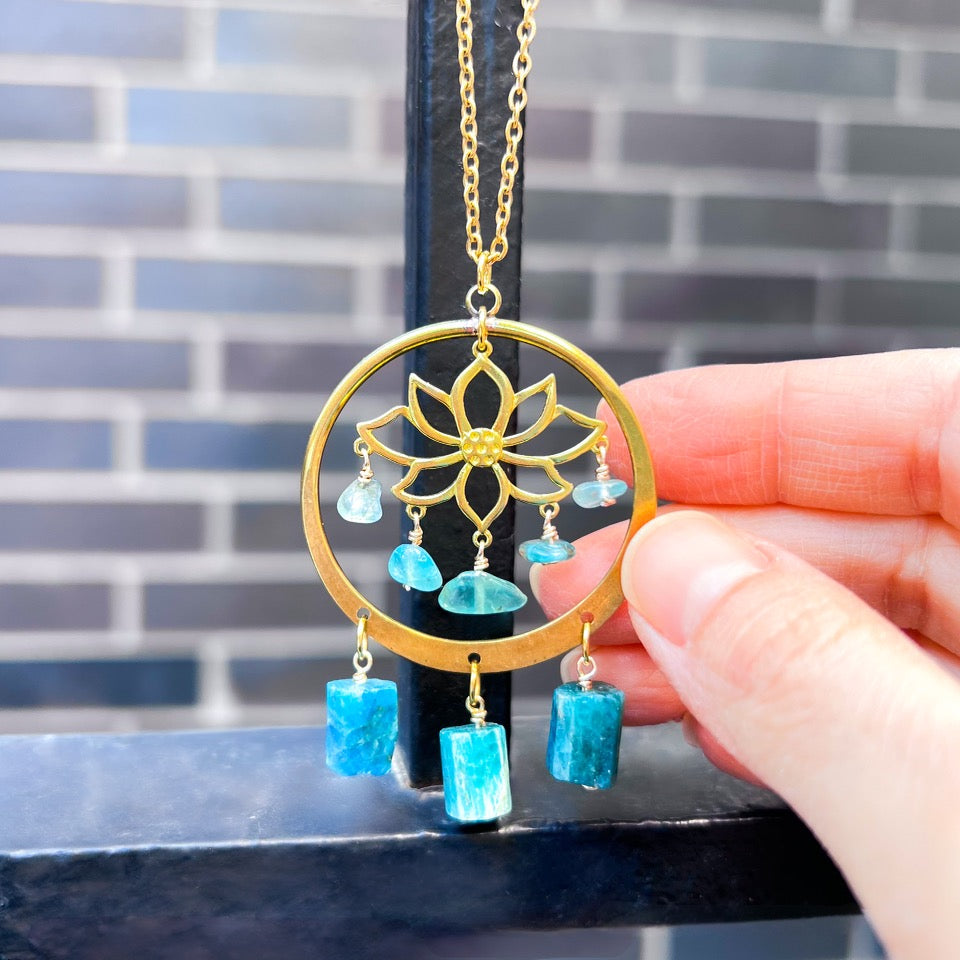 Gold lotus apatite sun catcher