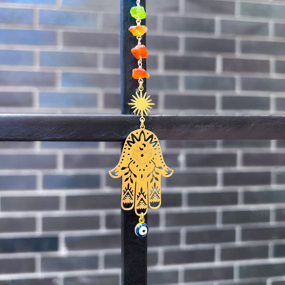 Hamsa evil eye protection car charm