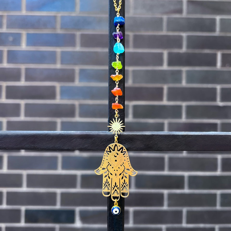 Hamsa evil eye protection car charm