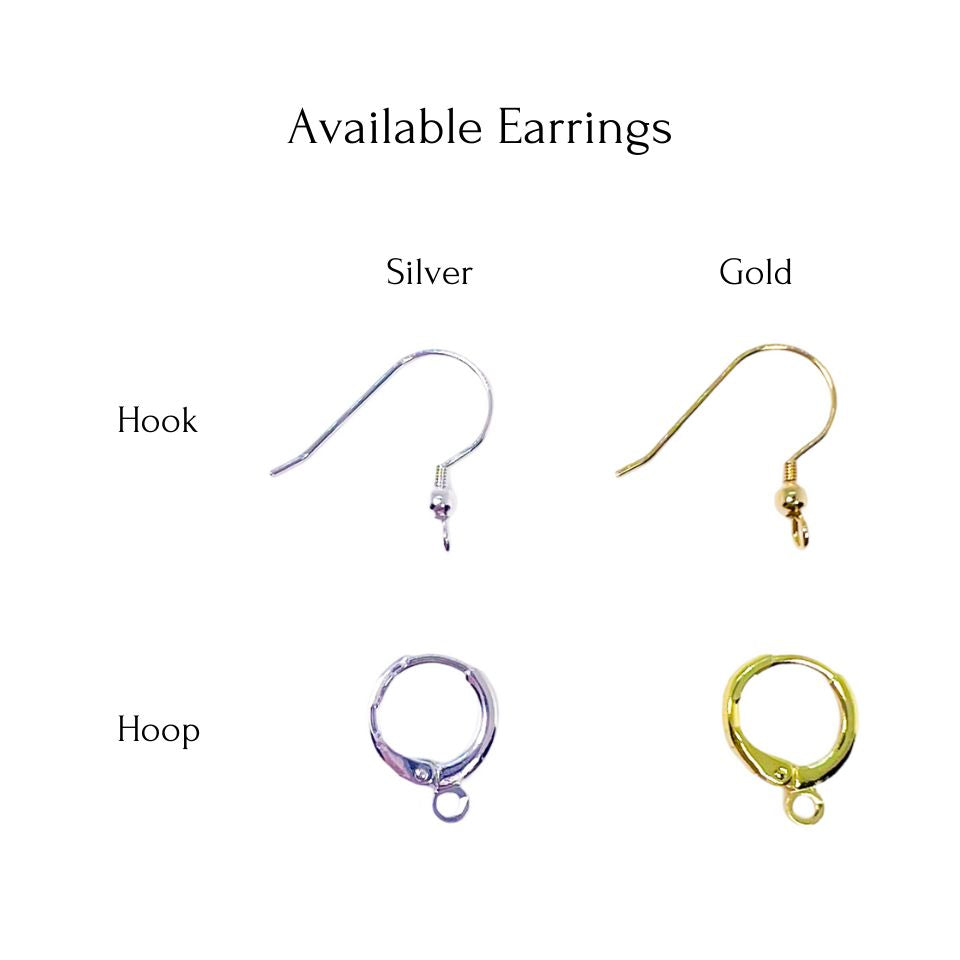 Black tourmaline hook or hoop earrings
