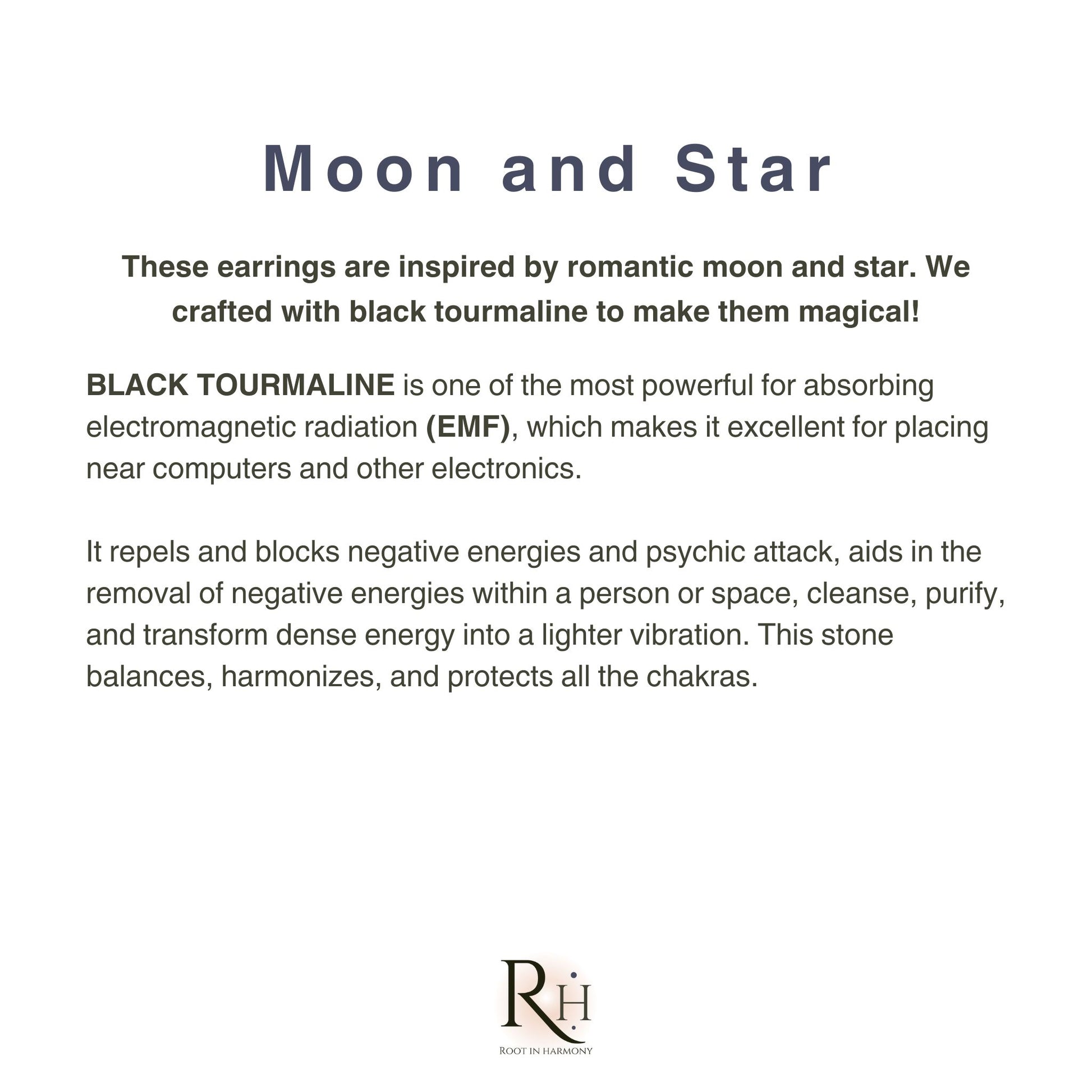 Moon and star black tourmaline earrings meaning