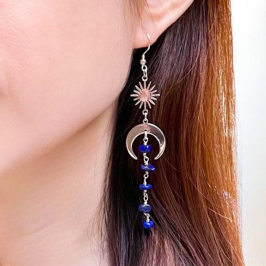 Moon and star lapis lazuli earrings