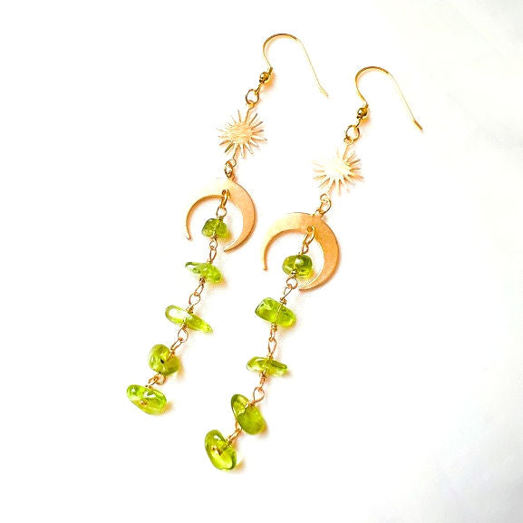 Peridot gold earrings