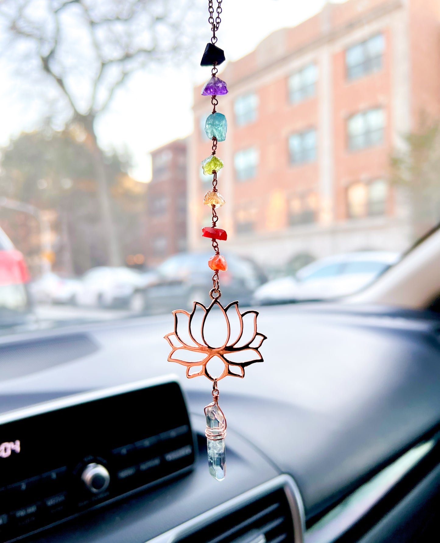 7 Chakra Rose Gold Lotus Charm