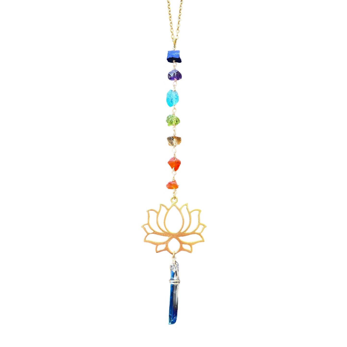 7 Chakra gold lotus sun catcher car charm