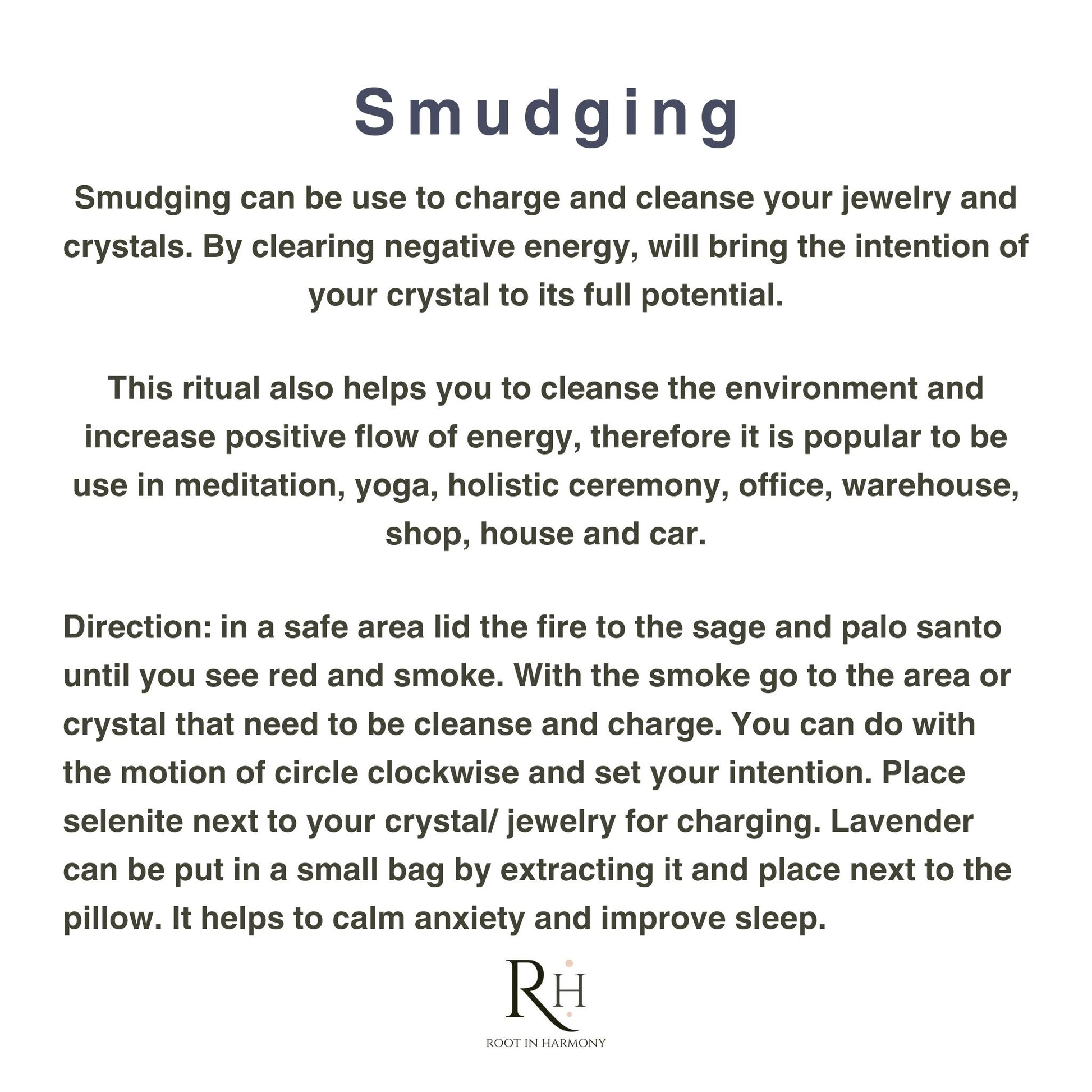 Sage, selenita, lavender & palo santo meaning