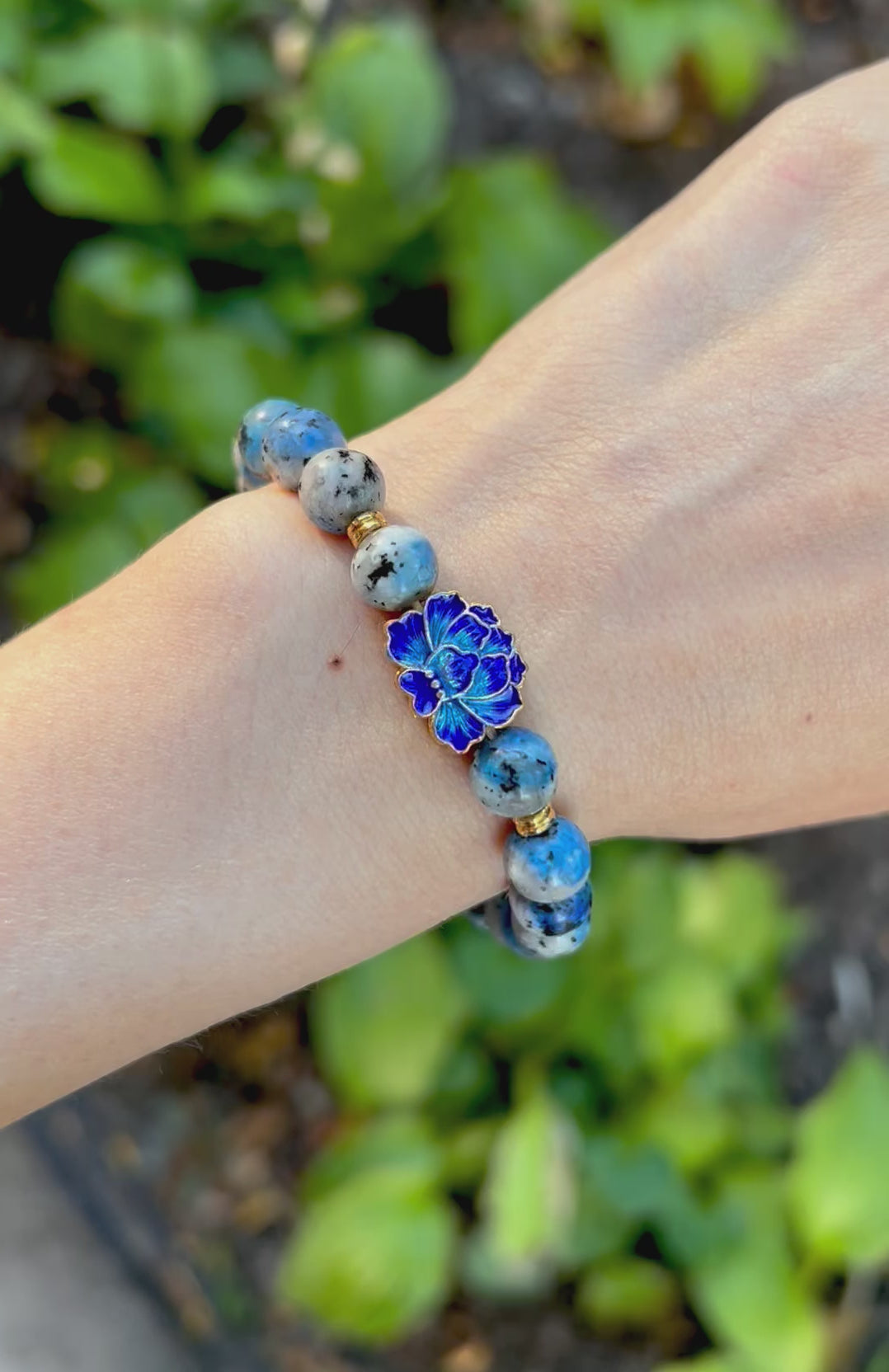 Blue lotus k2 gemstone bracelet