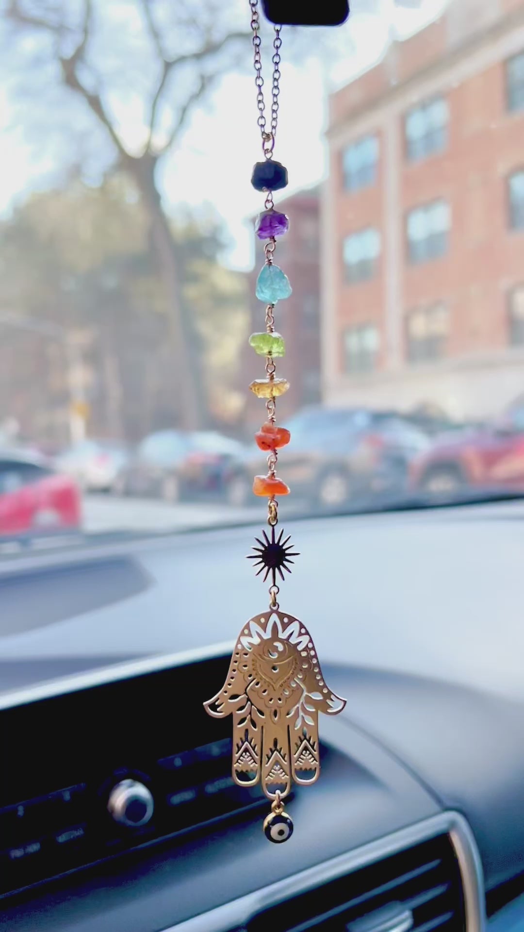 Hamsa evil eye protection car charm