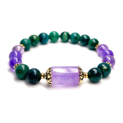 Good Luck and Protection | Amethyst and Jade Lotus Bracelet