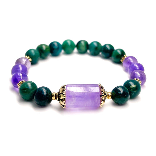 Good Luck and Protection | Amethyst and Jade Lotus Bracelet