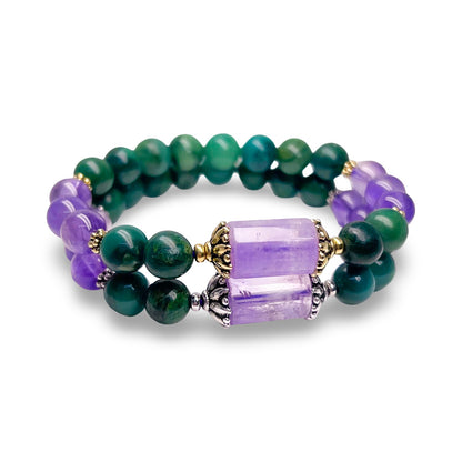 Good Luck and Protection | Amethyst and Jade Lotus Bracelet