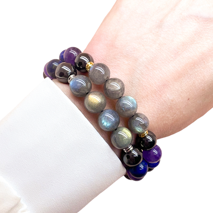 Empath bracelet labradorite, amethyst and lapis lazuli bracelet