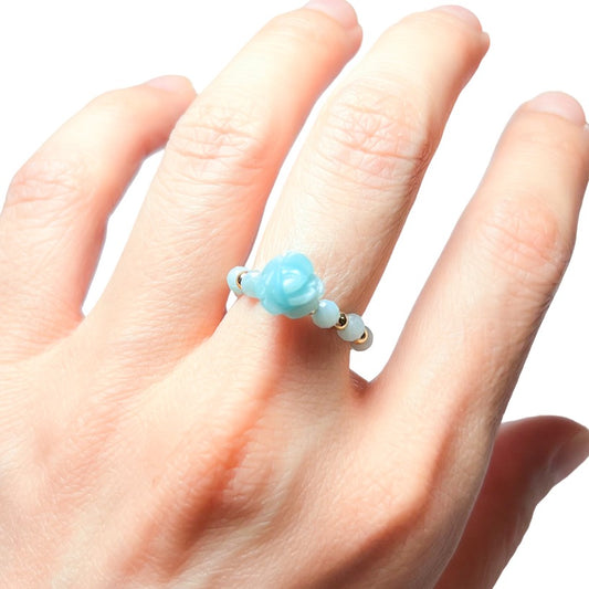 Protection and Healing | Blue Amazonite Rose Ring Gold Filled or Sterling Silver