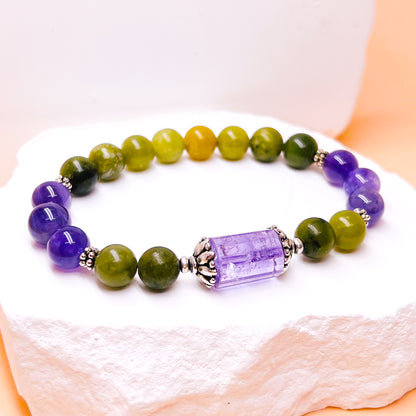 Good Luck and Protection | Amethyst and Jade Lotus Bracelet