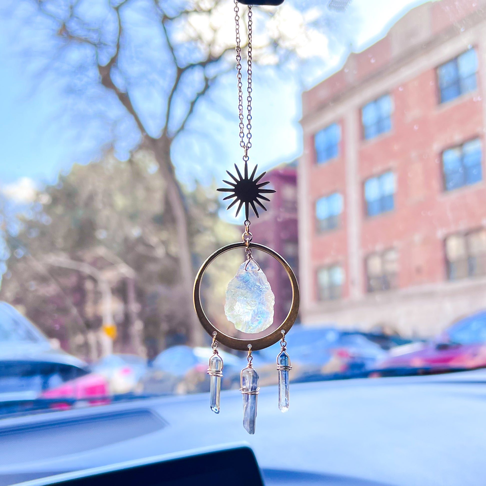 Gold Aura crystal car charm