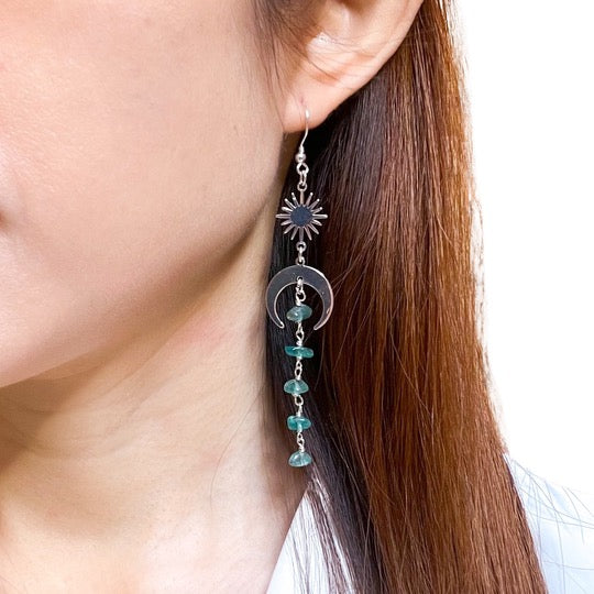 Silver apatite earrings