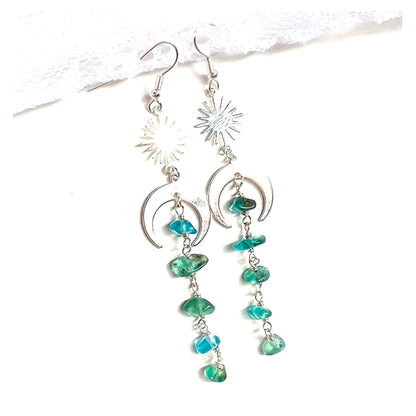 Apatite silver earrings for achievement