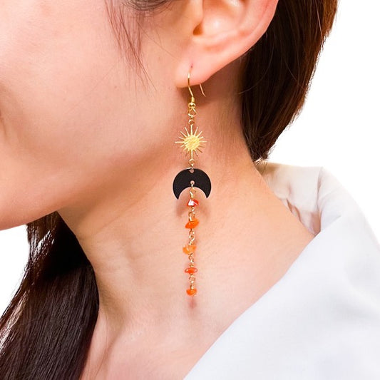 Black moon and star carnelian earrings