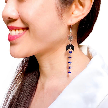 Long lapis lazuli drop earrings