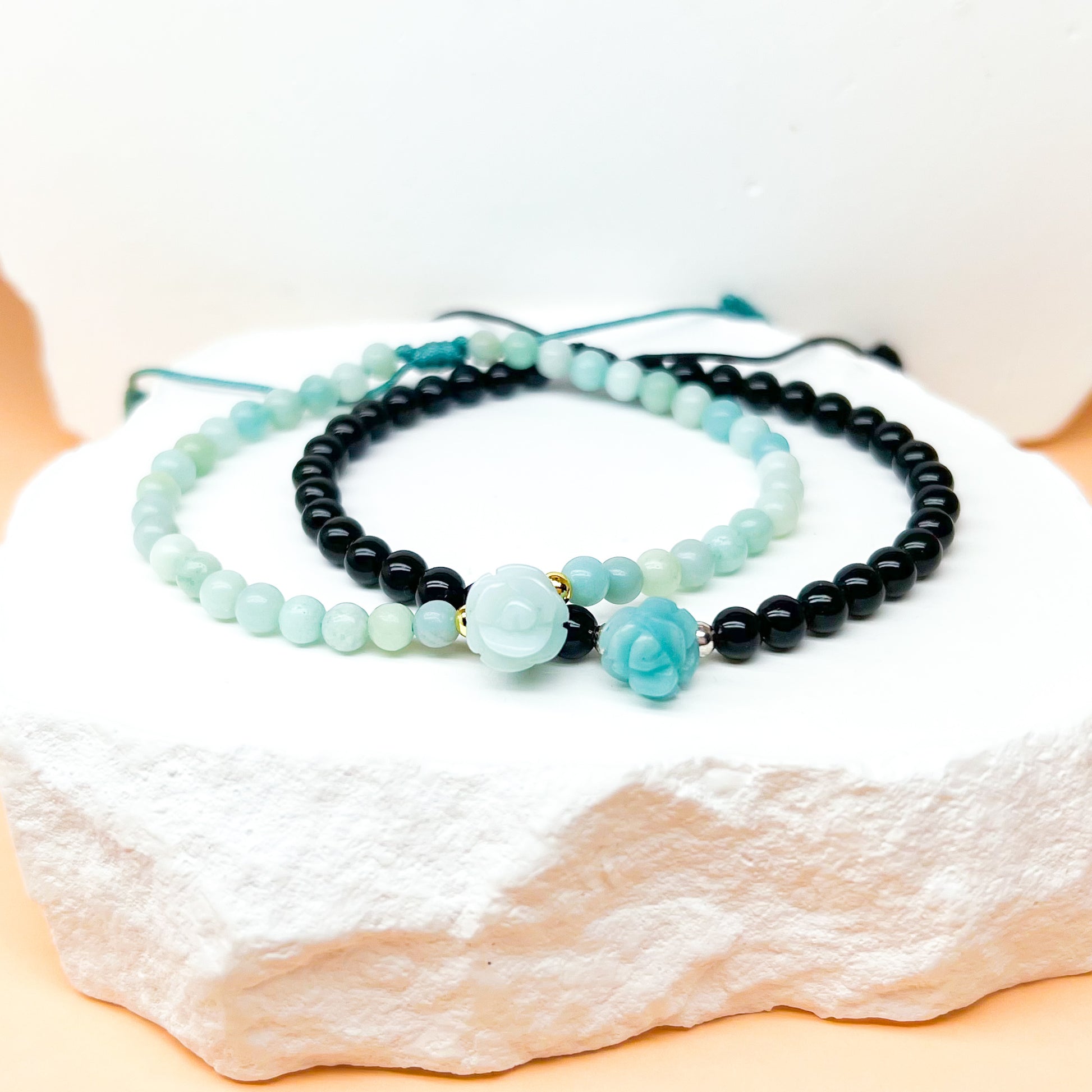 Amazonite and onyx bracelet for healing and protection
