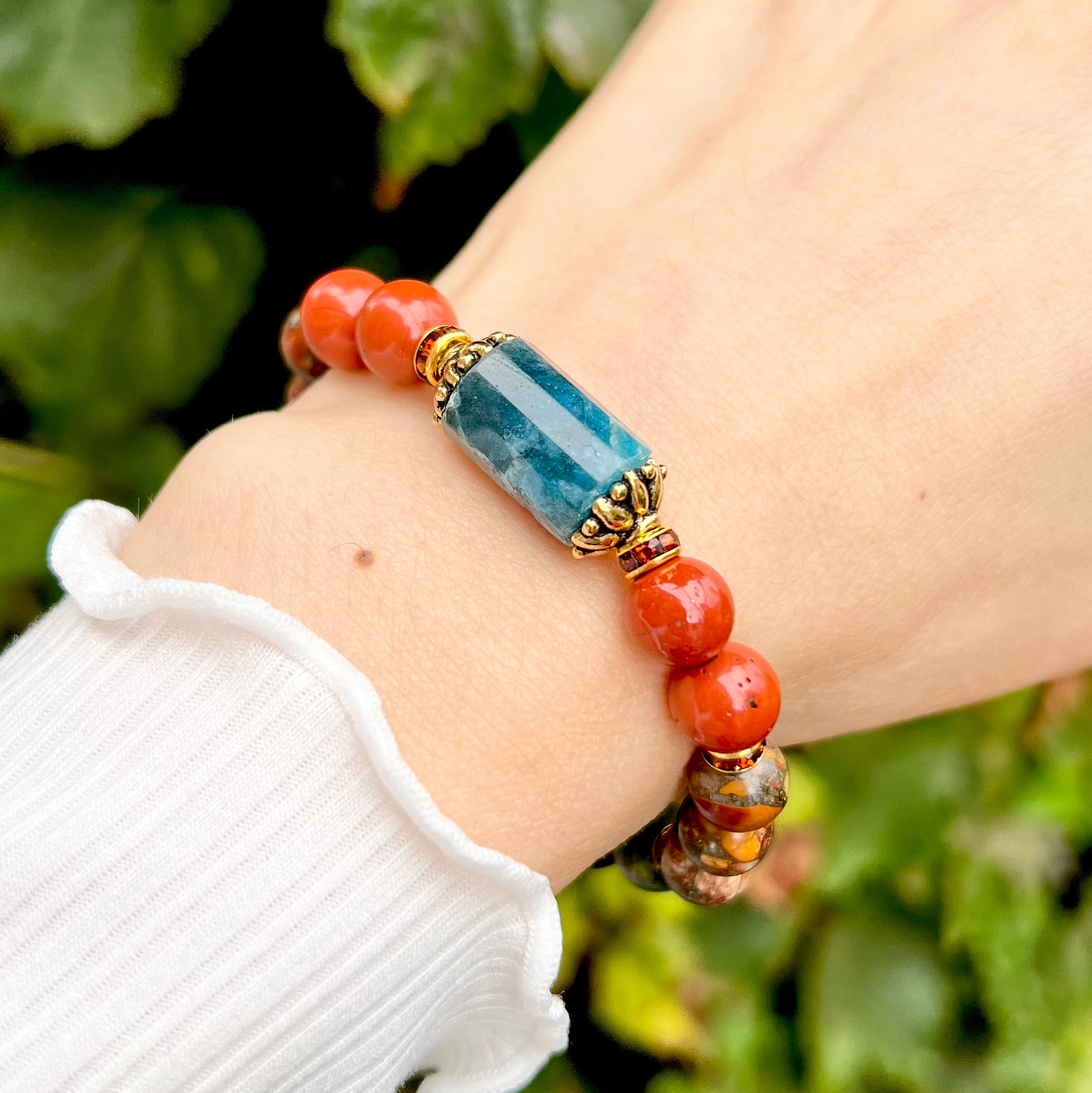 Blue jasper and jasper energy balance bracelet