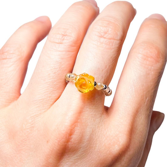 Joy and Abundance | Citrine Rose Ring Gold Filled or Sterling Silver