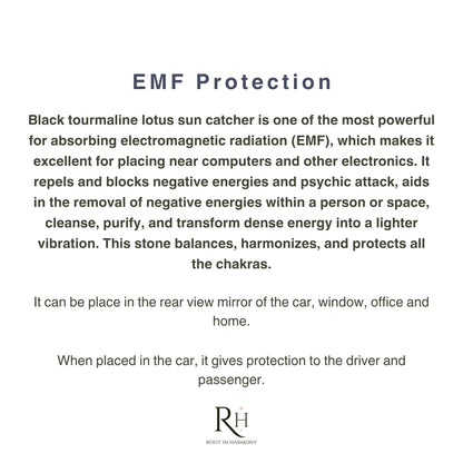 EMF Protection | Black Tourmaline and Gold Lotus Sun Catcher