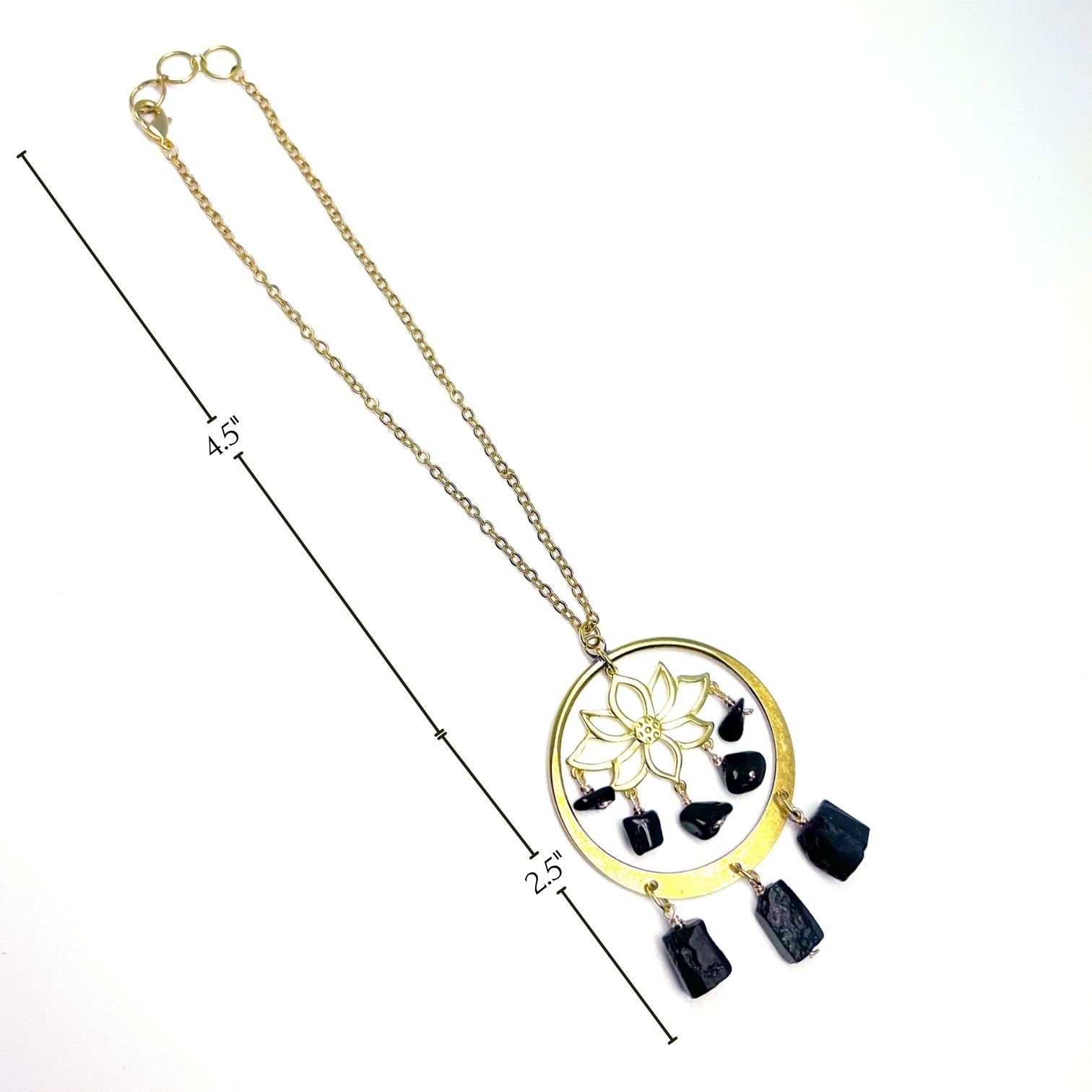 Gold lotus black tourmaline sun catcher