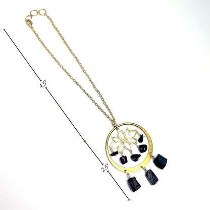 Gold lotus black tourmaline sun catcher
