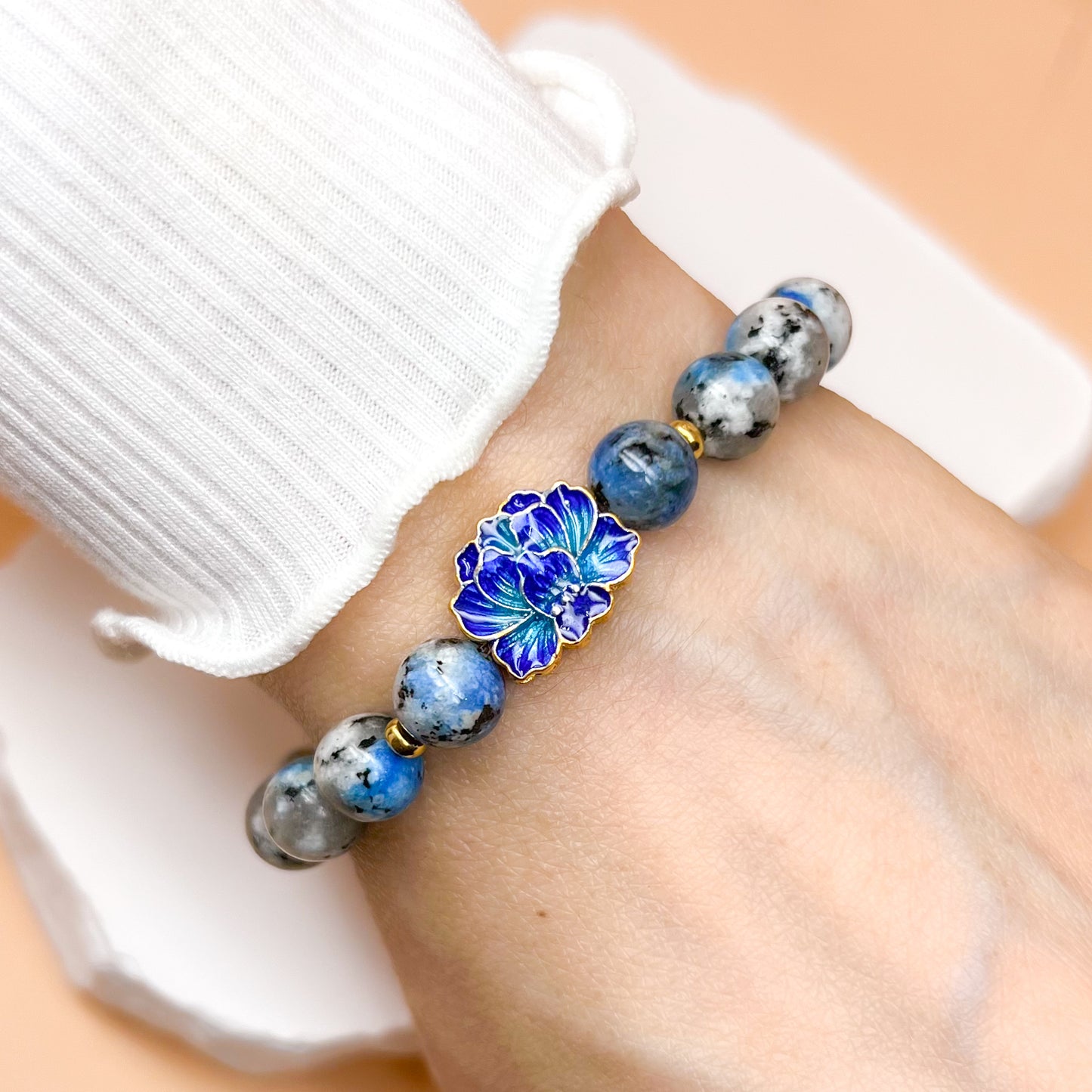 K2 Gemstone and blue cloisonné bracelet