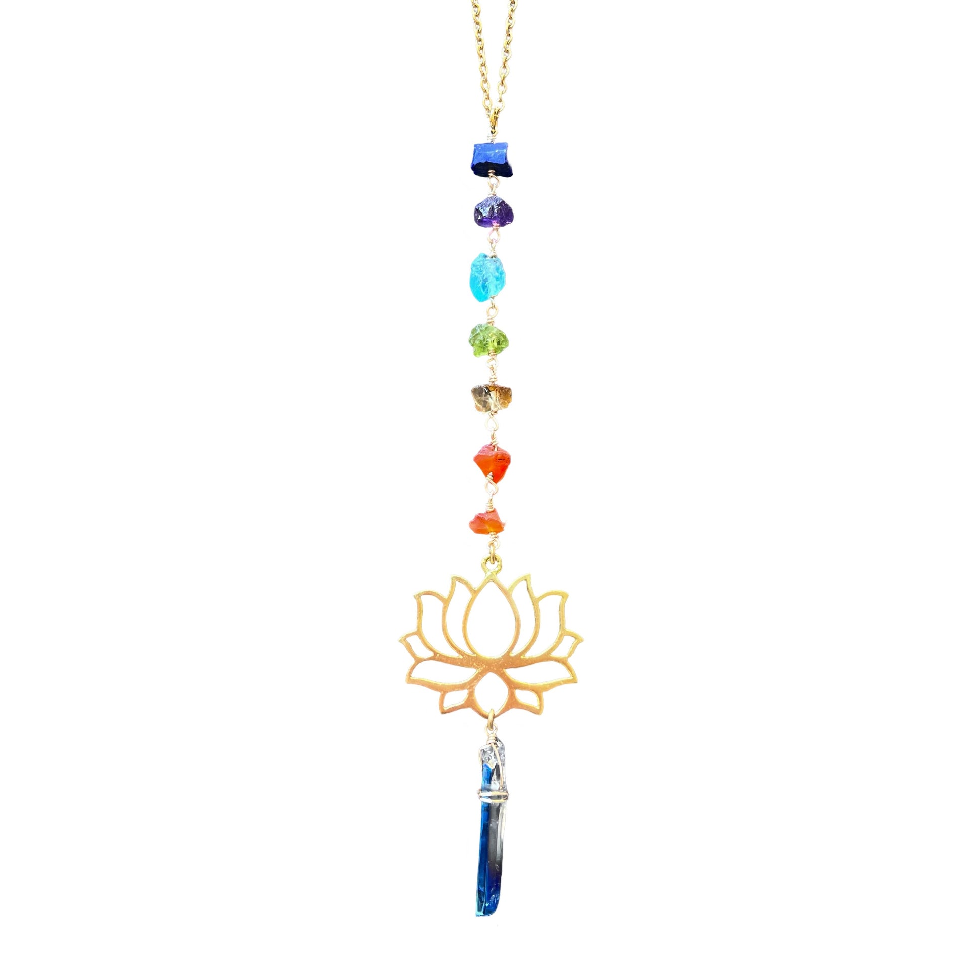 7 Chakra gold lotus sun catcher car charm