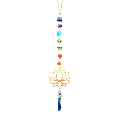 7 Chakra gold lotus sun catcher car charm