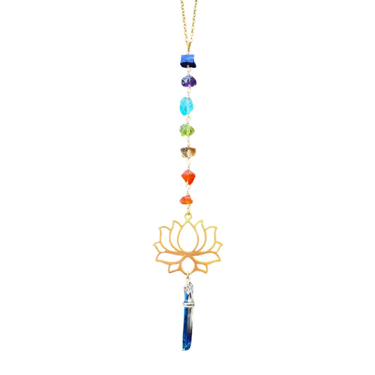 7 Chakra gold lotus sun catcher car charm