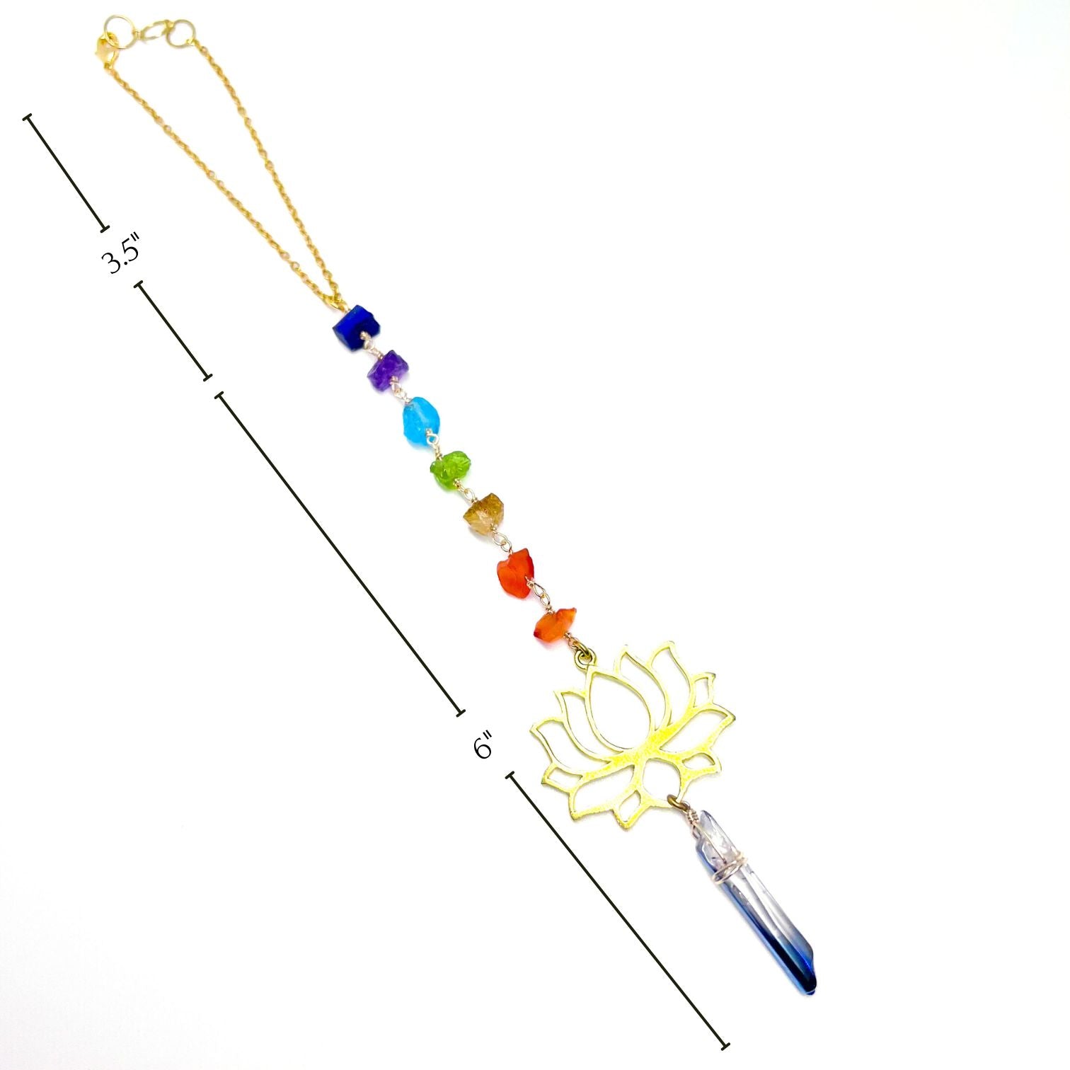 7 Chakra gold lotus sun catcher car charm