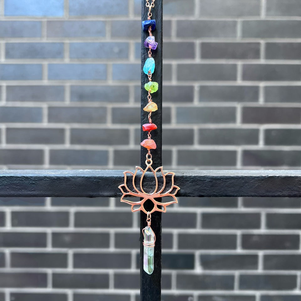 7 Chakra Rose Gold Lotus Charm