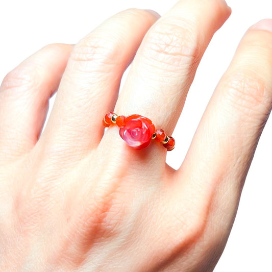 Love and Strength | Red Agate Rose Ring Gold Filled or Sterling Silver