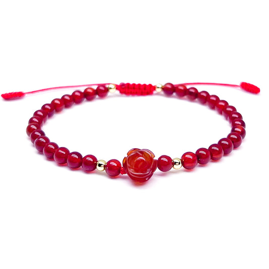 Red agate rose bracelet