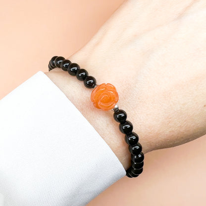 Orange aventurine and onyx bracelet for protection