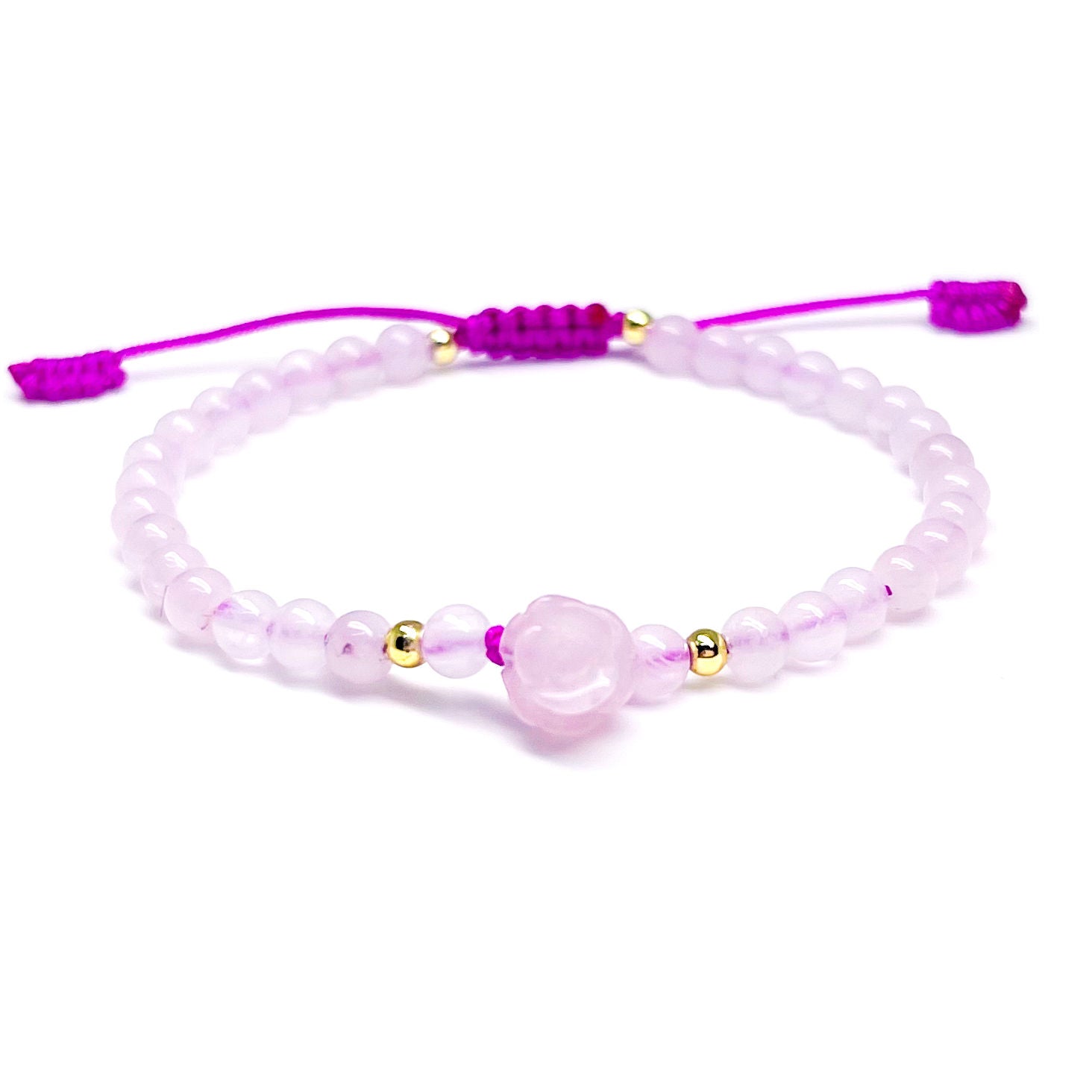 Rose quartz rose bracelet