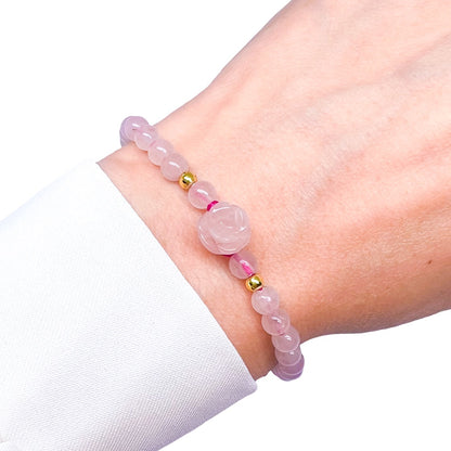 Rose quartz rose bracelet