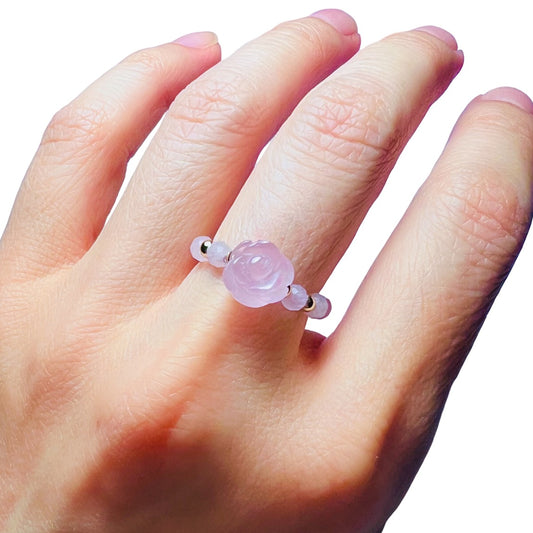 Trust and Harmony | Rose Quartz Rose Ring Gold Filled or Sterling Silver