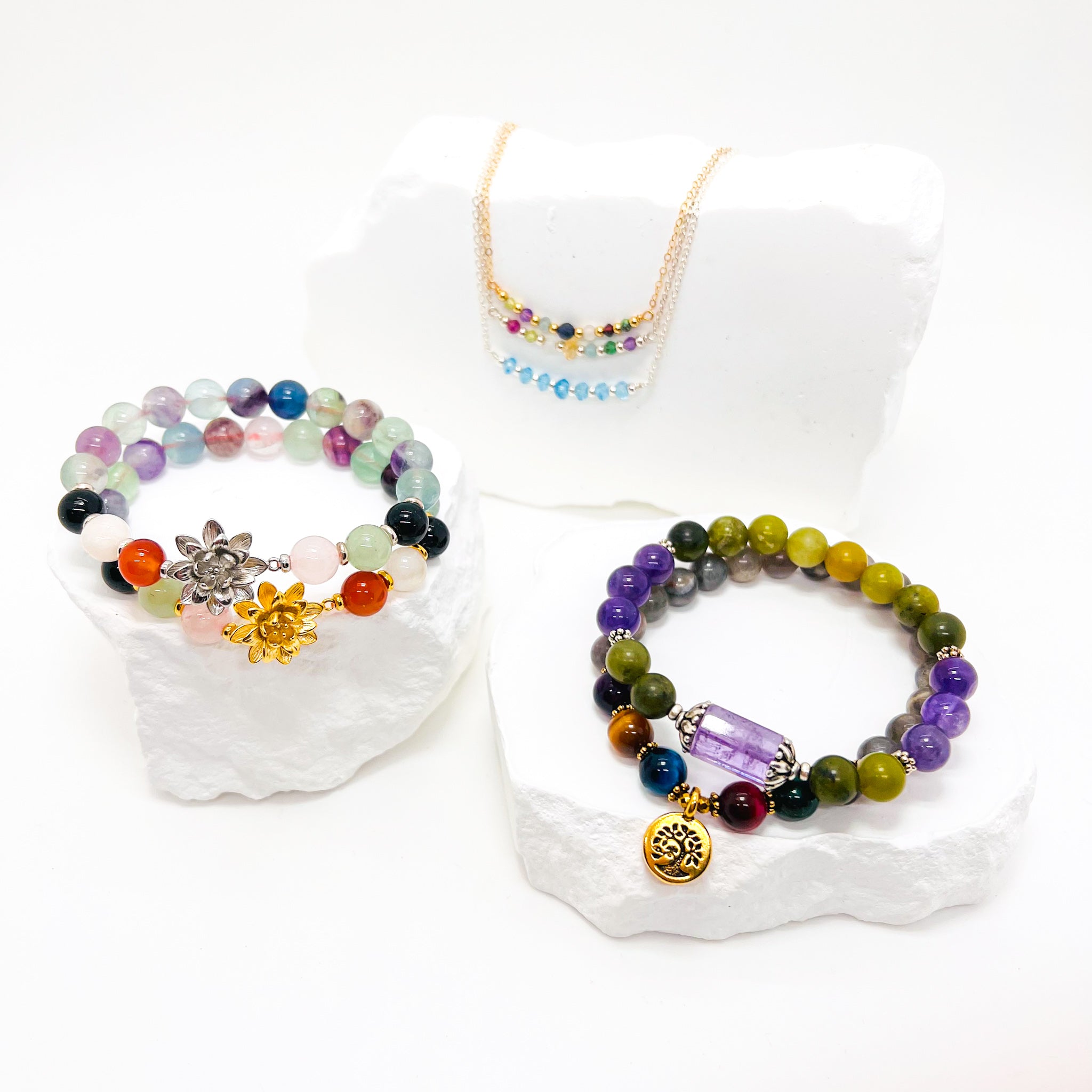 Chakra gemstones lotus bracelet